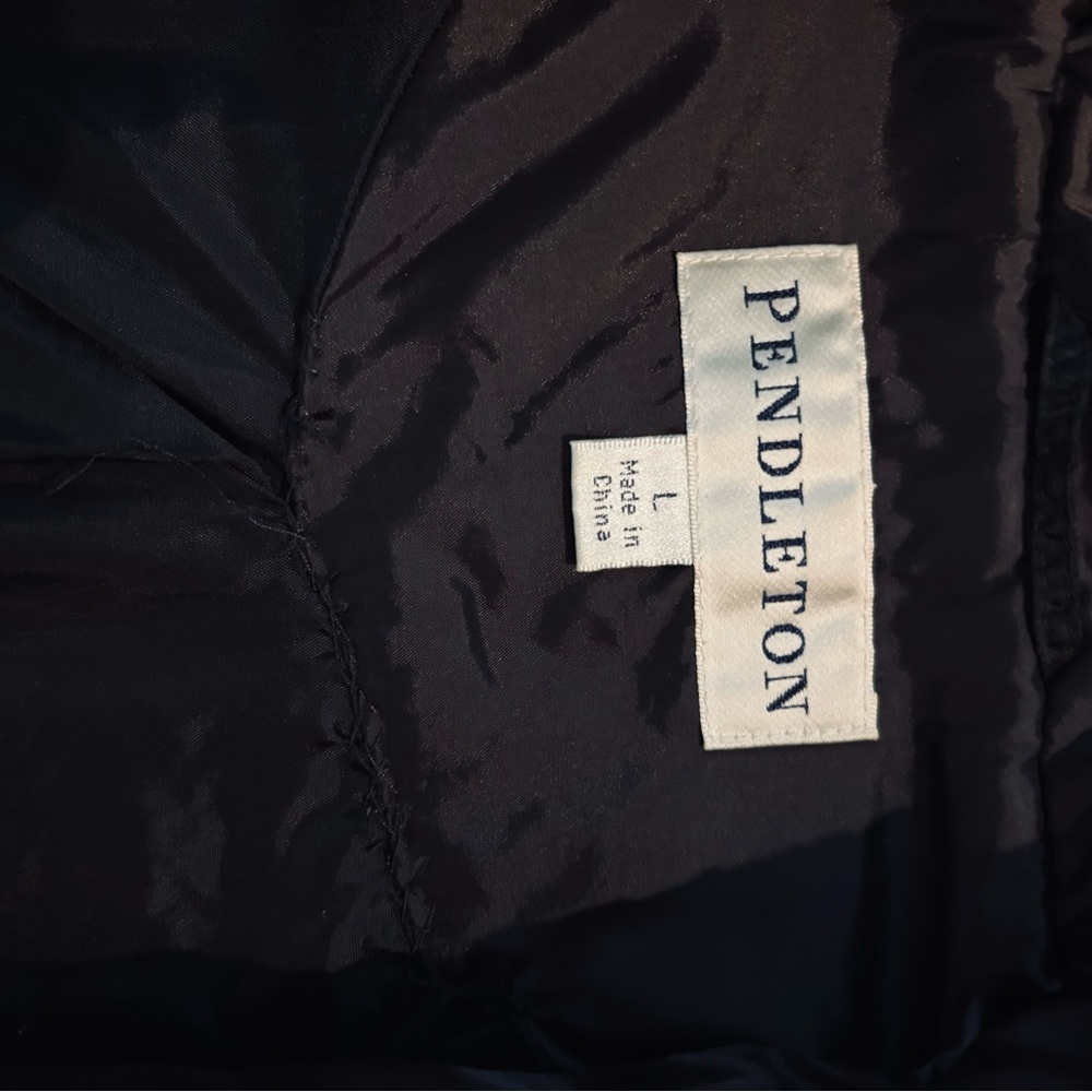 Pendleton Chocolate Brown Black Trim Textured Zip… - image 6